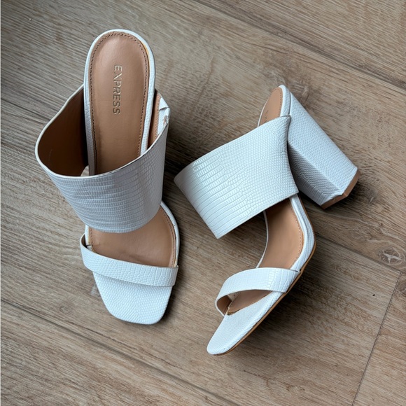 Express Shoes - EXPRESS White Textured Block Heels
